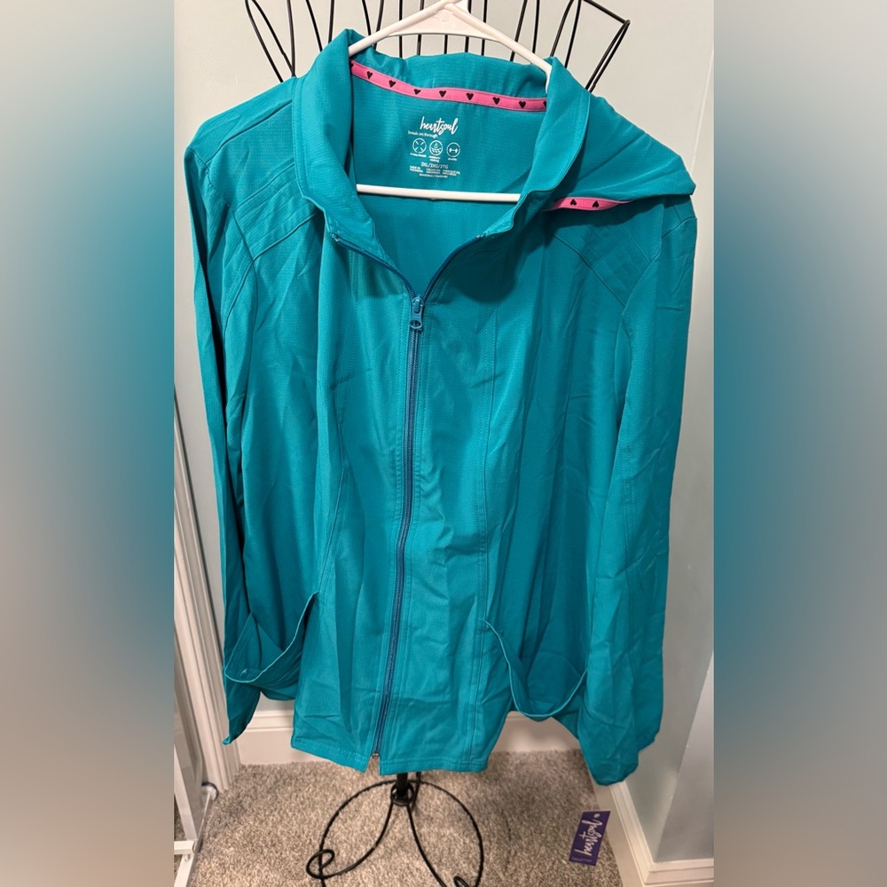 NEW HeartSoul Teal Green 3XL women’s jacket detachable hood scrub Heart Soul 3X